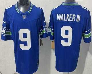 Mens Seattle Seahawks #9 Kenneth Walker III Limited Blue FUSE Vapor Stitched Jersey->seattle seahawks->NFL Jersey