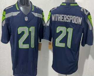 Men%27s Seattle Seahawks #21 Devon Witherspoon Limited Navy FUSE Vapor Stitched Jersey->seattle seahawks->NFL Jersey