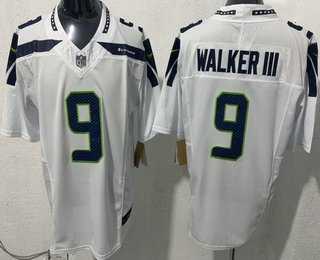 Mens Seattle Seahawks #9 Kenneth Walker III Limited White FUSE Vapor Stitched Jersey->seattle seahawks->NFL Jersey