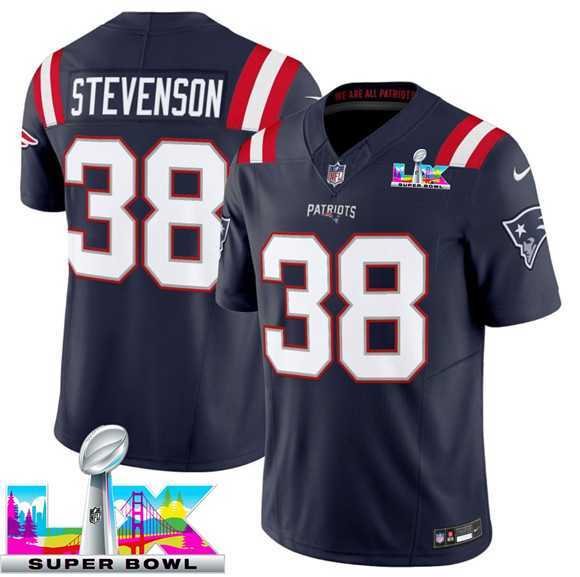 Mens New England Patriots #38 Rhamondre Stevenson Navy 2025 F.U.S.E. Super Bowl LX Patch Vapor Limited Stitched Jersey->new england patriots->NFL Jersey