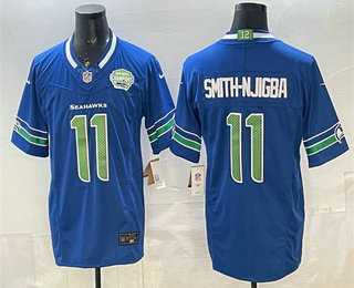 Mens Seattle Seahawks #11 Jaxon Smith-Njigba Royal FUSE 2025 NFC West Champions Patch Limited Stitched Jersey Dzhi->seattle seahawks->NFL Jersey
