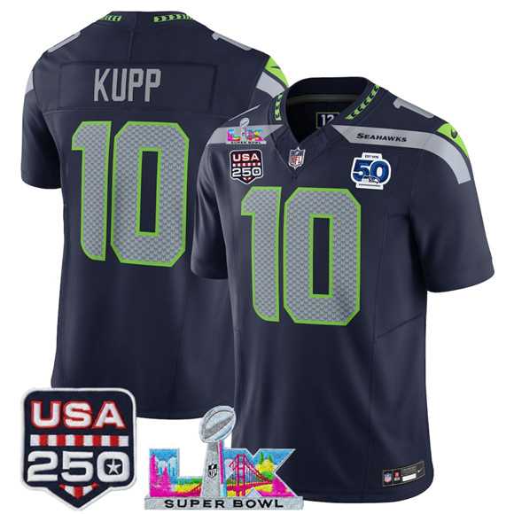 Mens Seattle Seahawks #10 Cooper Kupp Navy 2025 F.U.S.E. Super Bowl LX Patch And 50th Season Patch Vapor Limited Stitched Jersey->seattle seahawks->NFL Jersey