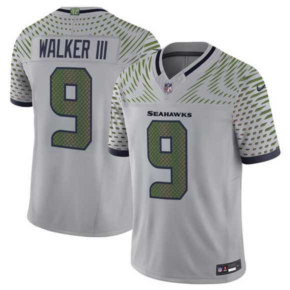 Mens Seattle Seahawks #9 Kenneth Walker III Gray 2025 F.U.S.E. Rivalries Vapor Limited Stitched Jersey Dzhi->seattle seahawks->NFL Jersey