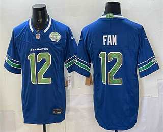 Mens Seattle Seahawks #12 Fan Royal FUSE 2025 NFC West Champions Patch Limited Stitched Jersey Dzhi->seattle seahawks->NFL Jersey
