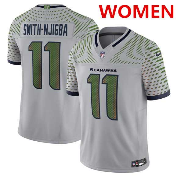 Womens Seattle Seahawks #11 Jaxon Smith Gray 2025 F.U.S.E. Rivalries Vapor Limited Stitched Jersey Dzhi->seattle seahawks->NFL Jersey