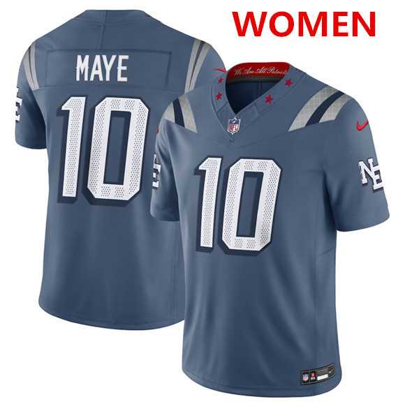 Womens New England Patriots #10 Drake Maye Storm Blue 2025 F.U.S.E Rivalries Vapor Limited Stitched Jersey Dzhi->new england patriots->NFL Jersey