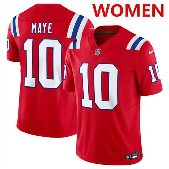 Womens New England Patriots #10 Drake Maye Red 2025 F.U.S.E. Vapor Limited Stitched Jersey Dzhi->new england patriots->NFL Jersey