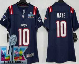 Womens New England Patriots #10 Drake Maye Limited Navy Super Bowl LX Vapor Jersey->new england patriots->NFL Jersey