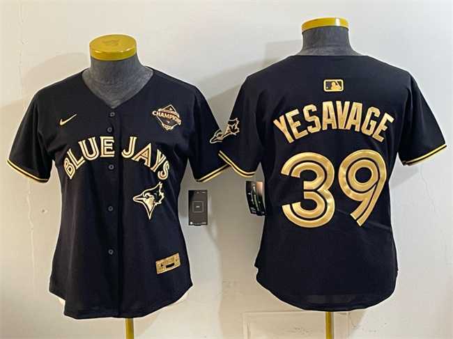 Womens Toronto Blue Jays #39 Trey Yesavage Black Gold 2025 American League Champions Limited Stitched Jersey Dzhi->mlb womens jerseys->MLB Jersey