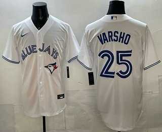 Mens Toronto Blue Jays #25 Daulton Varsho White Cool Base Jersey->toronto blue jays->MLB Jersey