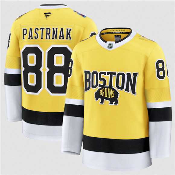 Mens Boston Bruins #88 David Pastrnak Gold 2026 Stadium Series Stitched Jersey Dzhi->boston bruins->NHL Jersey