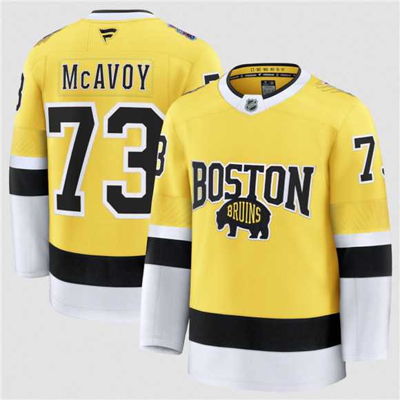 Mens Boston Bruins #73 Charlie McAvoy Gold 2026 Stadium Series Stitched Jersey Dzhi->boston bruins->NHL Jersey