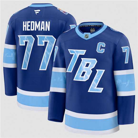 Mens Tampa Bay Lightning #77 Victor Hedman Blue 2026 Stadium Series Stitched Jersey Dzhi->tampa bay lightning->NHL Jersey