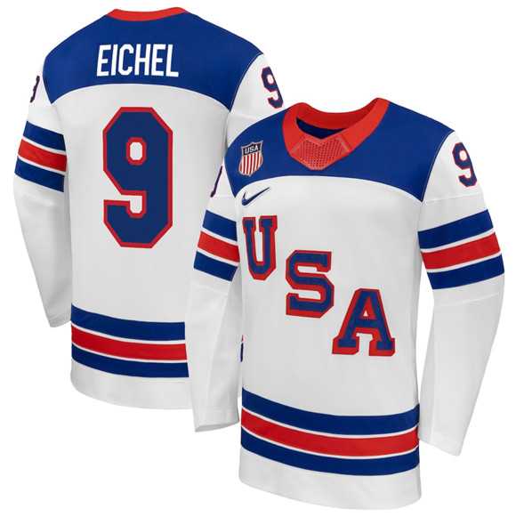 Mens USA #9 Jack Eichel White 2026 Stitched Jersey Dzhi->olympics usa jerseys->NHL Jersey