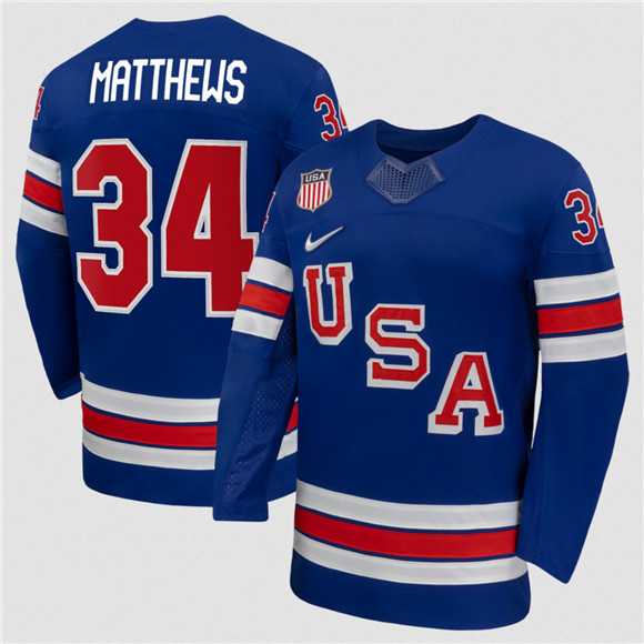 Mens USA #34 Auston Matthews Royal 2026 Stitched Jersey Dzhi->olympics usa jerseys->NHL Jersey