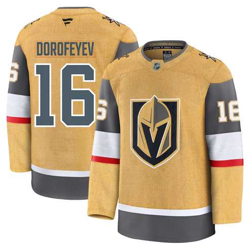 Men%27s Vegas Golden Knights #16 Pavel Dorofeyev Gold Home Authentic Jersey Dzhi->vegas golden knights->NHL Jersey