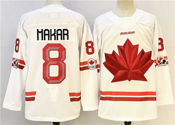Men%27s Canada #8 Cale Makar White Stitched Jersey->olympics canada jerseys->NHL Jersey