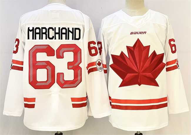 Men%27s Canada #63 Brad Marchand White Stitched Jersey->olympics canada jerseys->NHL Jersey
