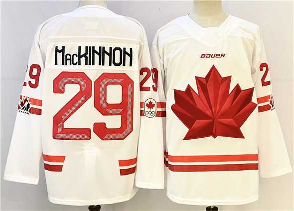 Men%27s Canada #29 Nathan MacKinnon White Stitched Jersey->olympics canada jerseys->NHL Jersey