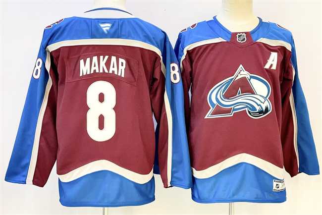 Mens Colorado Avalanche #8 Cale Makar Burgundy 2024-25 With A Patch Stitched Jersey->nhl womens jerseys->NHL Jersey