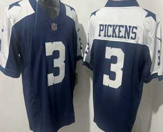Mens Dallas Cowboys #3 George Pickens Navy Blue Thanksgiving FUSE Vapor Limited Stitched Jersey->dallas cowboys->NFL Jersey