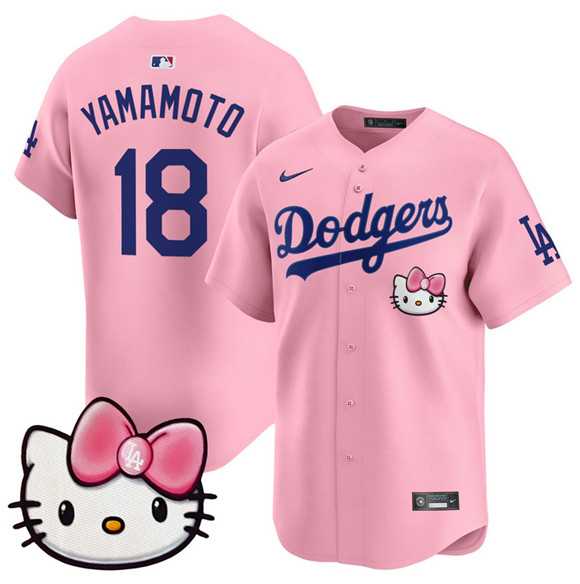 Mens Los Angeles Dodgers #18 Yoshinobu Yamamoto Pink 2025 Hello Kitty Vapor Limited Stitched Jersey Dzhi->los angeles dodgers->MLB Jersey