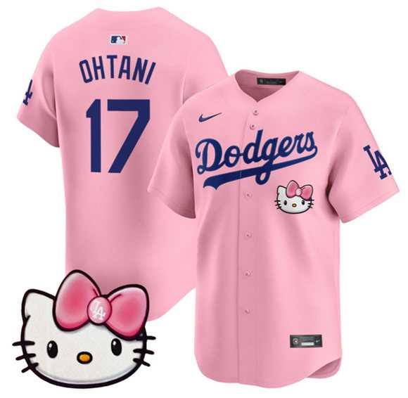 Mens Los Angeles Dodgers #17 Shohei Ohtani Pink 2025 Hello Kitty Vapor Limited Stitched Jersey Dzhi->los angeles dodgers->MLB Jersey