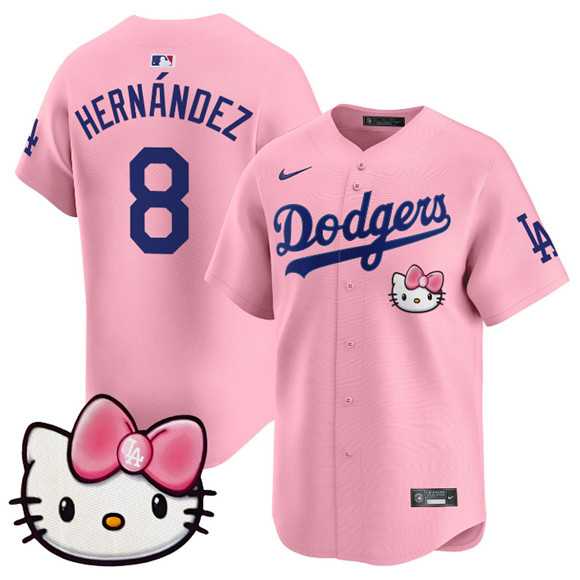 Mens Los Angeles Dodgers #8 Enrique Hernandez Pink 2025 Hello Kitty Vapor Limited Stitched Jersey Dzhi->los angeles dodgers->MLB Jersey