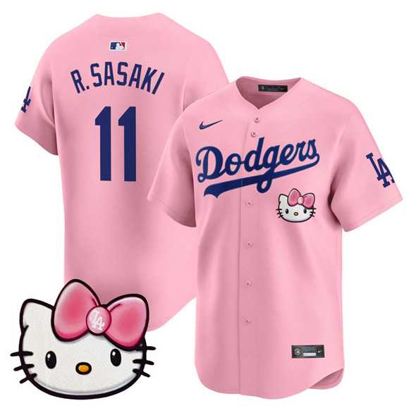 Mens Los Angeles Dodgers #11 Roki Sasaki Pink 2025 Hello Kitty Vapor Limited Stitched Jersey Dzhi->los angeles dodgers->MLB Jersey