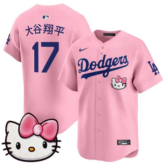 Mens Los Angeles Dodgers #17 Ohtani Pink 2025 Hello Kitty Vapor Limited Stitched Jersey Dzhi->los angeles dodgers->MLB Jersey