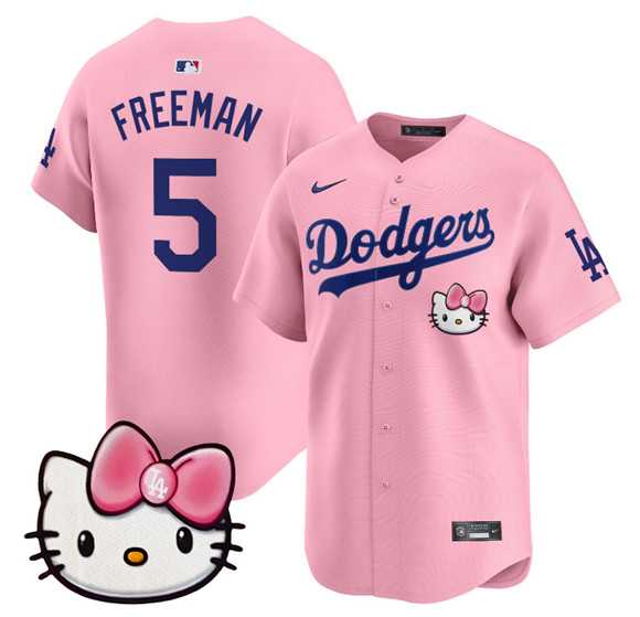 Mens Los Angeles Dodgers #5 Freddie Freeman Pink 2025 Hello Kitty Vapor Limited Stitched Jersey Dzhi->los angeles dodgers->MLB Jersey
