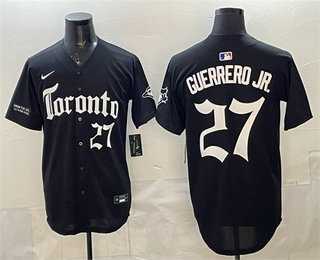 Mens Toronto Blue Jays #27 Vladimir Guerrero Jr Black Gothic North Edition Limited Stitched Jersey Dzhi->toronto blue jays->MLB Jersey