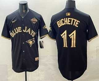Mens Toronto Blue Jays #11 Bo Bichette Black Gold 2025 American League Champions Limited Stitched Jersey Dzhi->toronto blue jays->MLB Jersey