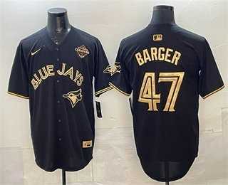 Mens Toronto Blue Jays #47 Addison Barger Black Gold 2025 American League Champions Limited Stitched Jersey Dzhi->toronto blue jays->MLB Jersey