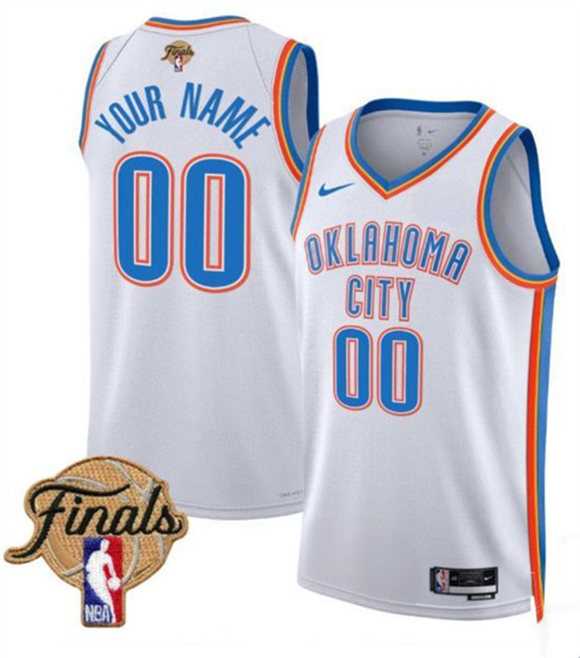 Mens Oklahoma City Thunder Active Player Custom White 2025 Association Edition Stitched Basketball Jersey->customized nba jersey->Custom Jersey