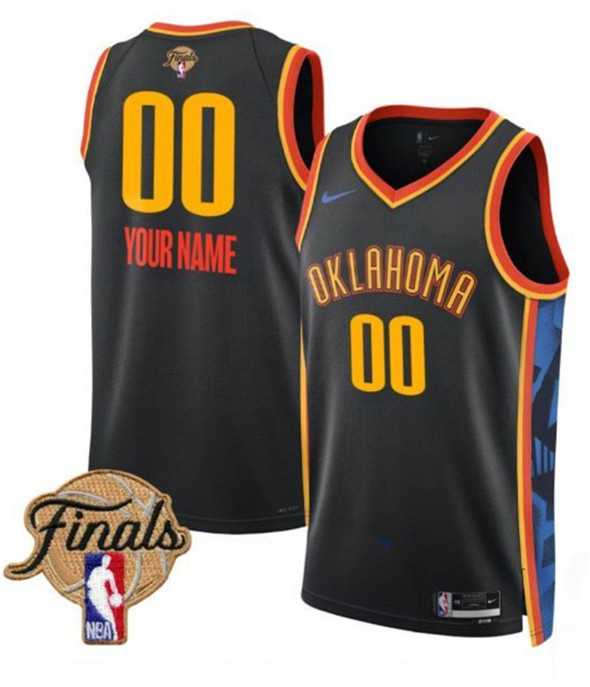 Mens Oklahoma City Thunder Active Player Custom Black 2024-25 City Edition Stitched Basketball Jersey->customized nba jersey->Custom Jersey