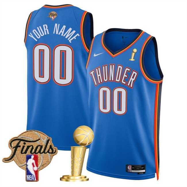 Mens Oklahoma City Thunder Active Player Custom Blue 2025 Finals Patch And Finals Champions Patch Icon Edition Stitched Basketball Jersey->customized nba jersey->Custom Jersey