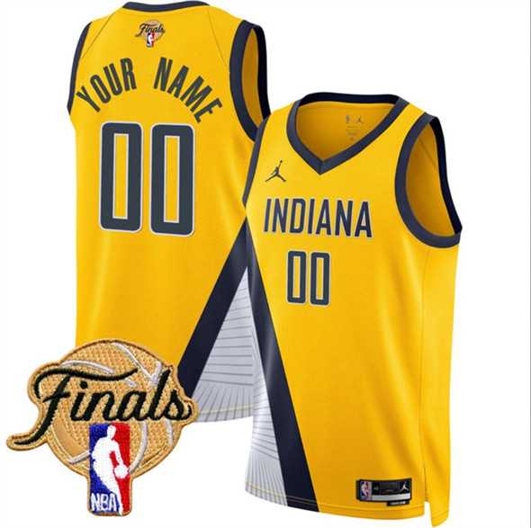 Mens Indiana Pacers Active Player Custom Yellow 2025 Finals Statement Edition Stitched Basketball Jersey->customized nba jersey->Custom Jersey