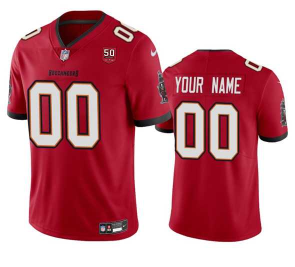 Men%27s Tampa Bay Buccaneers Active Player Custom Red 2025 50th Anniversary Patch Vapor Limited Football Stitched Jersey->customized nfl jersey->Custom Jersey