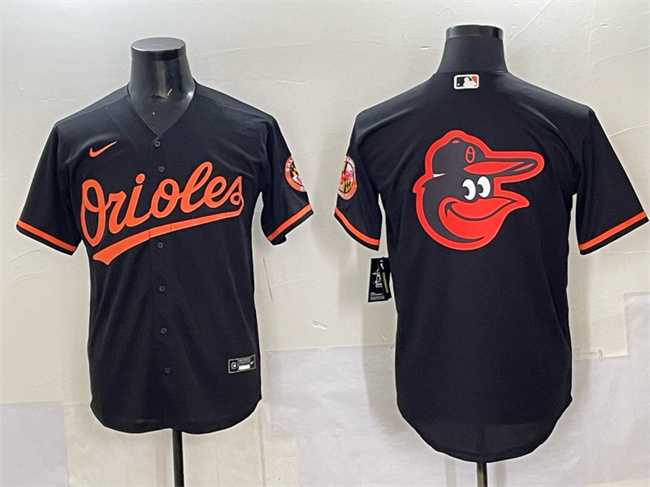 Men%27s Baltimore Orioles Black Team Big Logo Cool Base Stitched Jersey->atlanta braves->MLB Jersey