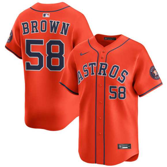 Men%27s Houston Astros #58 Hunter Brown Orange 2025 Alternate Limited Stitched Jersey Dzhi->houston astros->MLB Jersey