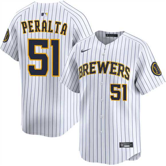 Men%27s Milwaukee Brewers #51 Freddy Peralta White Alternate Limited Stitched Jersey Dzhi->milwaukee brewers->MLB Jersey