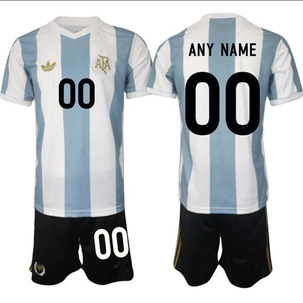 Mens Argentina Custom White Blue 2024-25 50th Anniversary Home Soccer Jersey Suit->->Custom Jersey