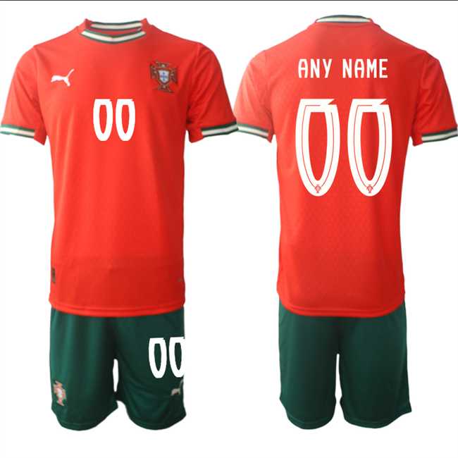 Mens Portugal Team Custom 2025 Red Home Soccer Jersey Suit->->Custom Jersey