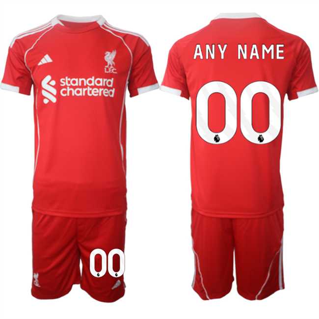 Mens Liverpool Custom 2025 Red Home Soccer Jersey Suit->->Custom Jersey