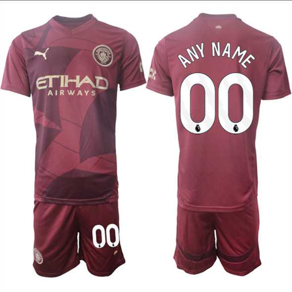 Mens Manchester City Custom 2024-25 Burgundy Third Soccer Jersey Suit->->Custom Jersey