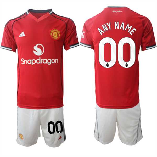 Mens Manchester United Custom 2025-26 Red Home Soccer Jersey Suit->->Custom Jersey
