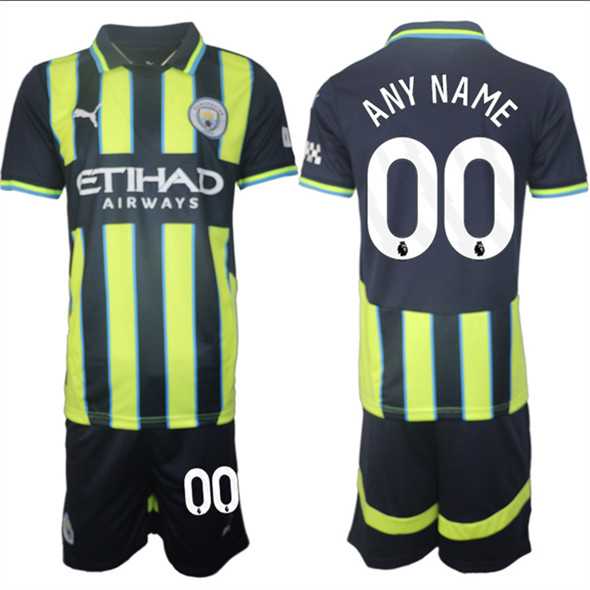 Mens Manchester City Custom 2024-25 Navy Away Soccer Jersey Suit->->Custom Jersey
