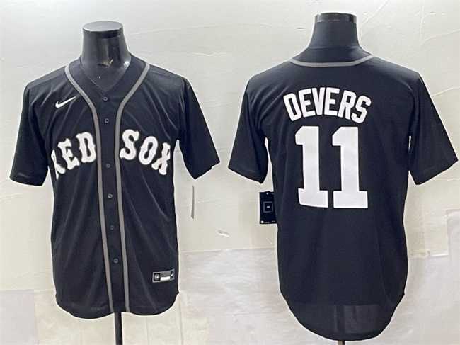 Mens Boston Red Sox #11 Rafael Devers Black Lights Out Limited Stitched Jersey->boston red sox->MLB Jersey