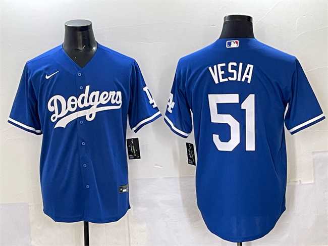 Men%27s Los Angeles Dodgers #51 Alex Vesia Blue Cool Base Stitched Jersey->los angeles dodgers->MLB Jersey